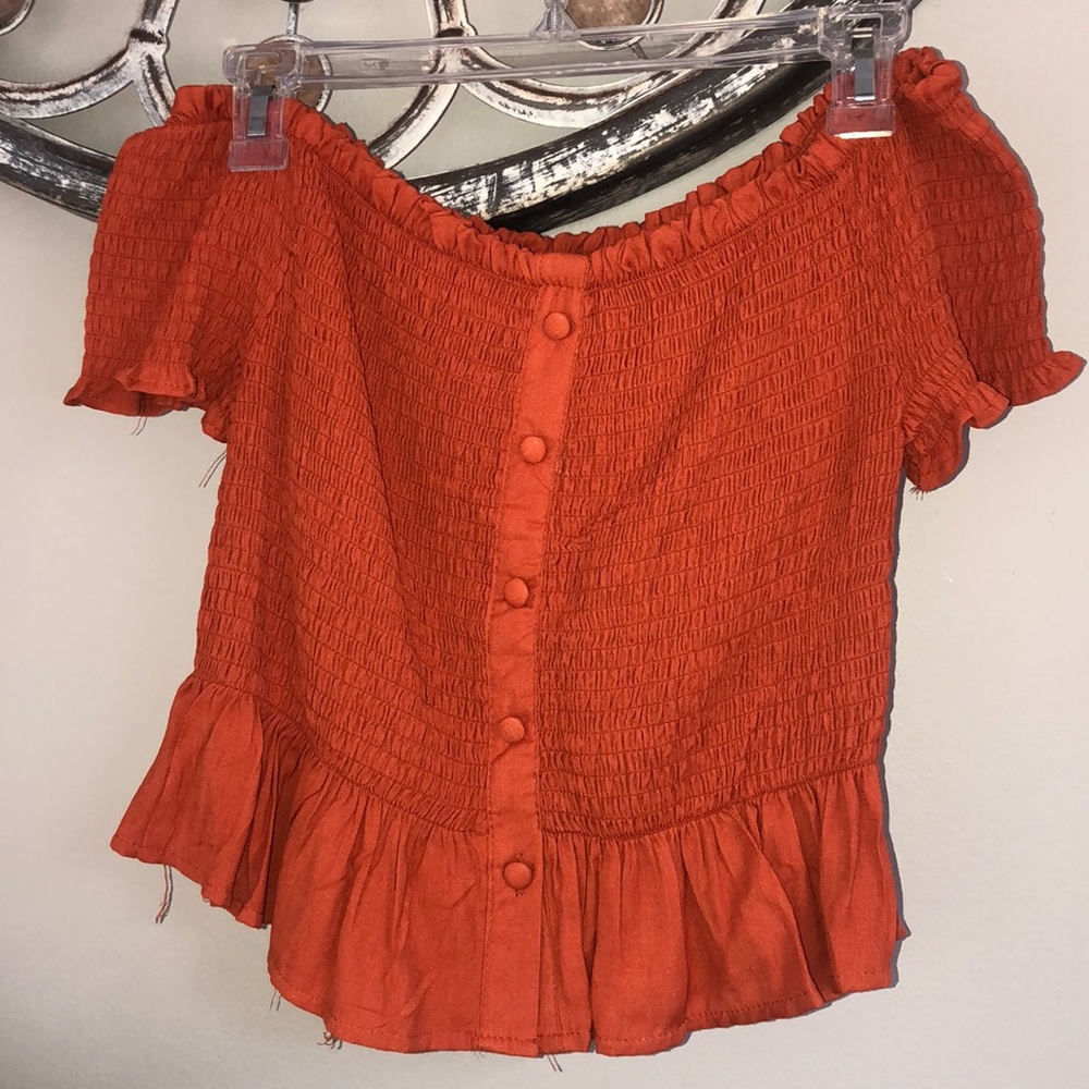 Off the shoulder ruffled crop top